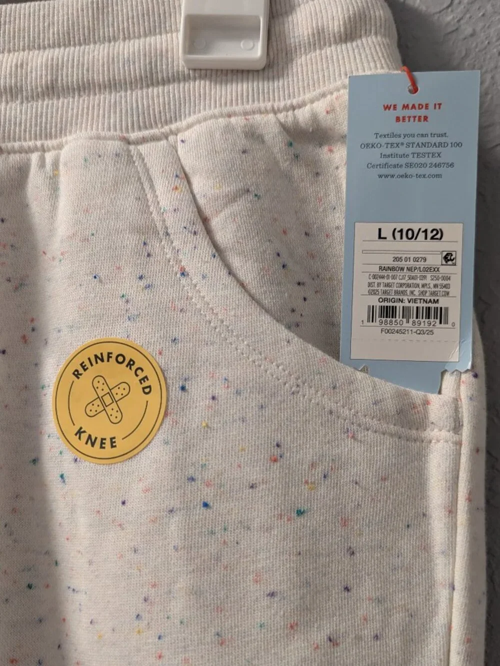 NWT Cat & Jack Kids Jogger Sweatpants Size Large (10/12) Speckled Cream